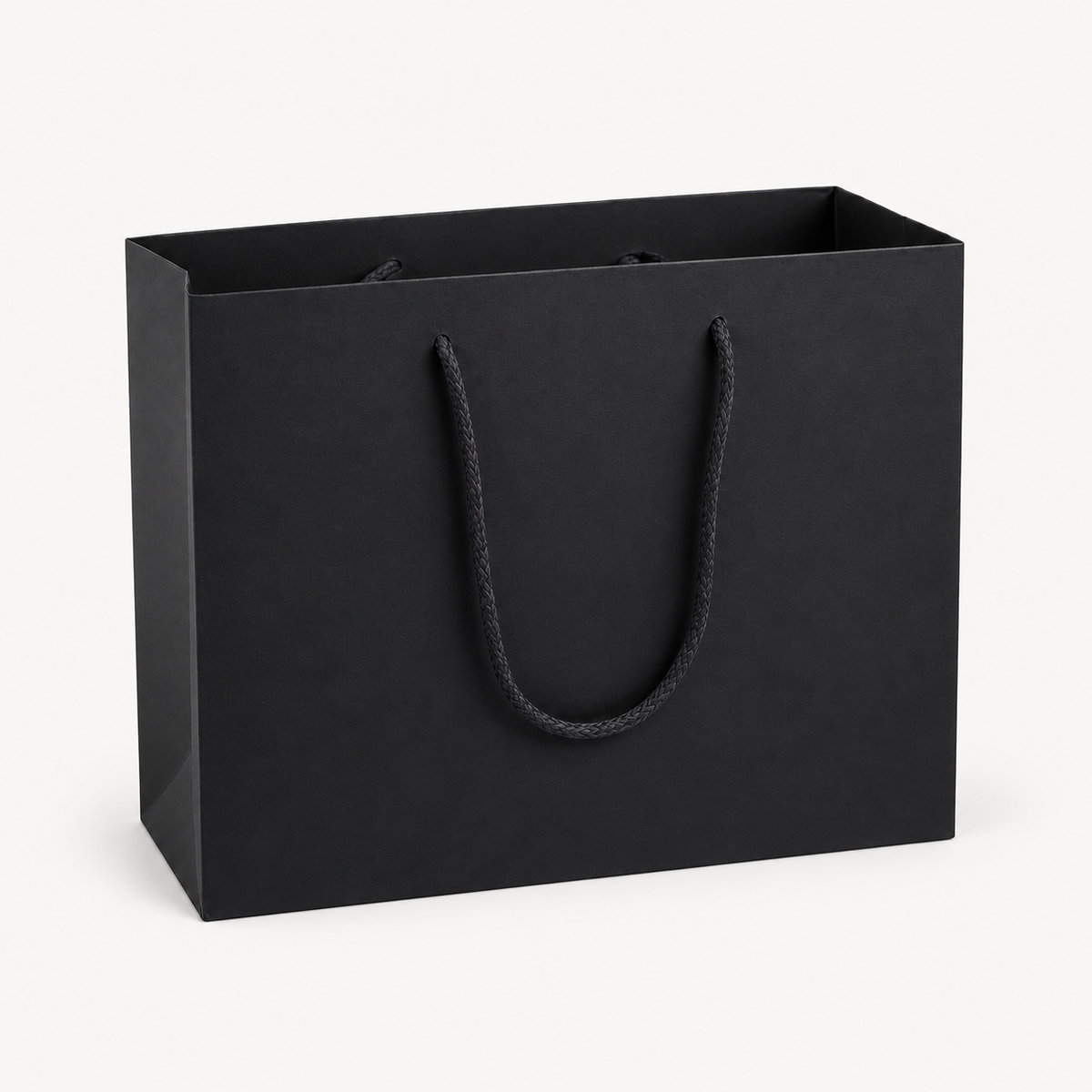 LARGE BLACK LANDSCAPE PAPER GIFT BAG WITH ROPE HANDLES