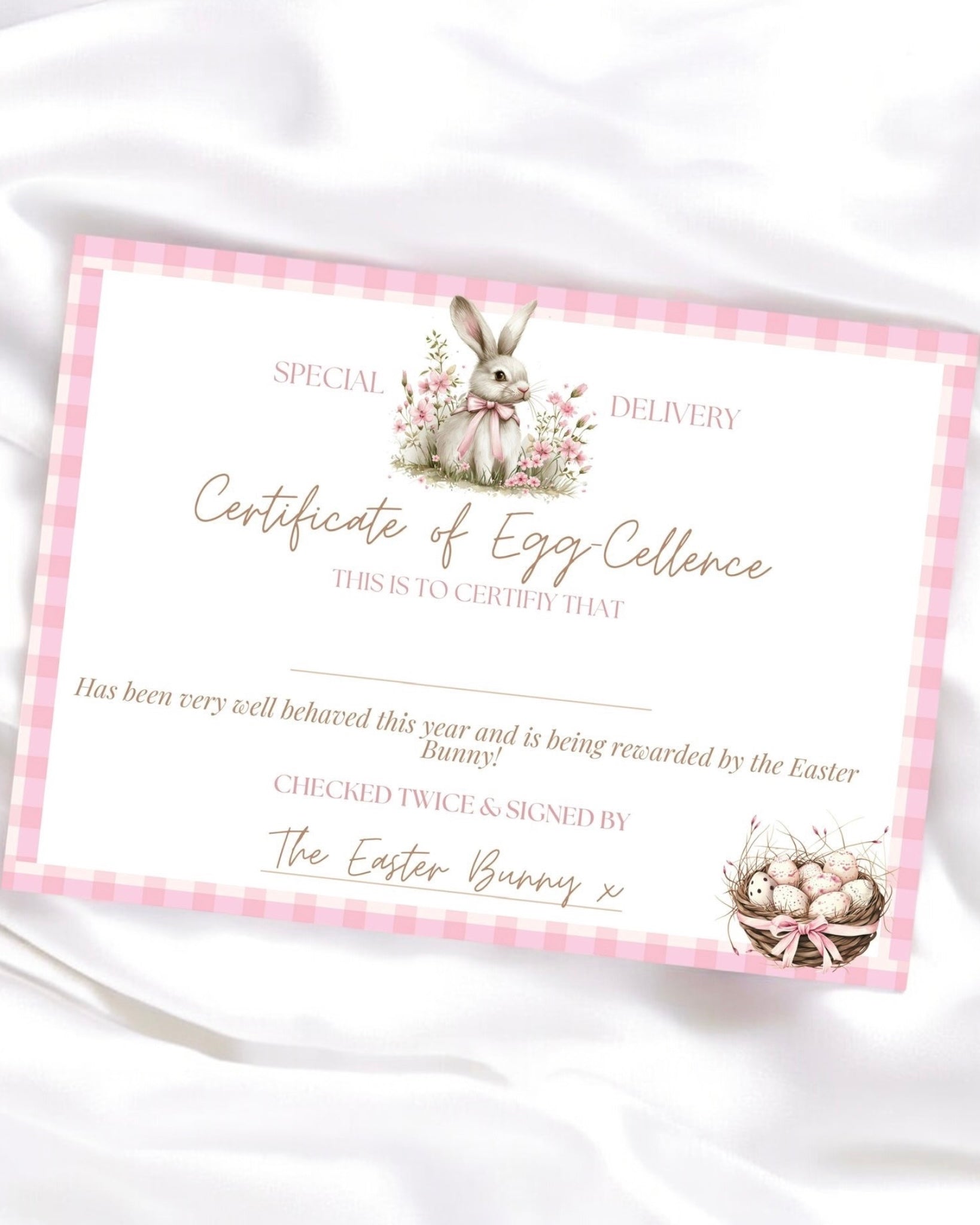 PINK EASTER CERTIFICATES (SPELLING ERROR) - PACK OF 10