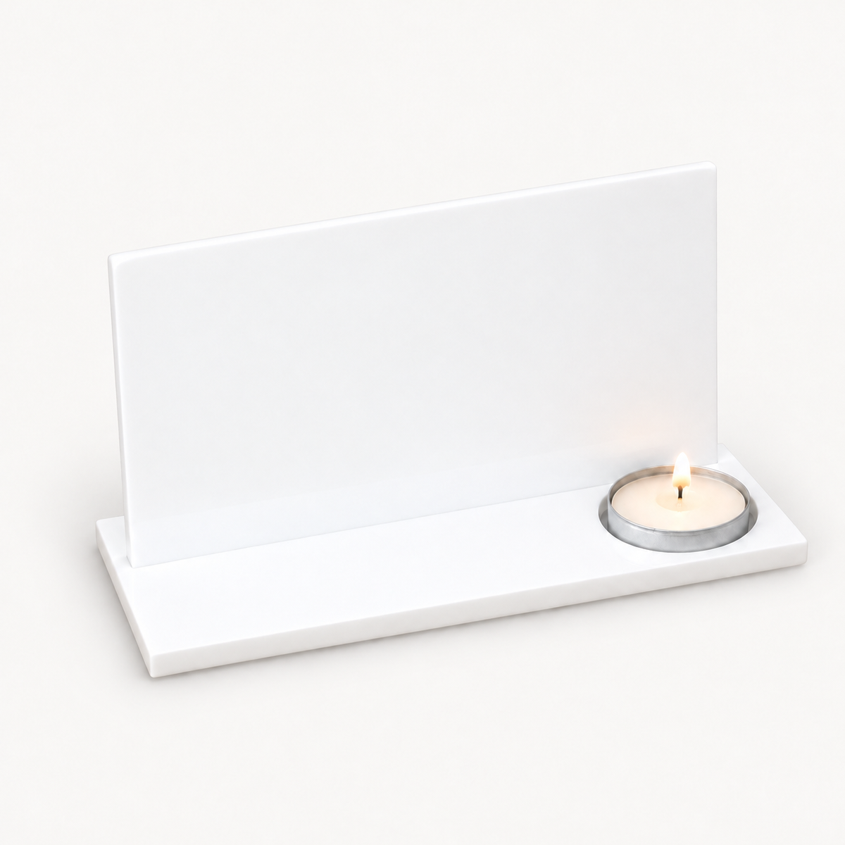 WHITE ACRYLIC MEMORIAL TEA LIGHT HOLDER