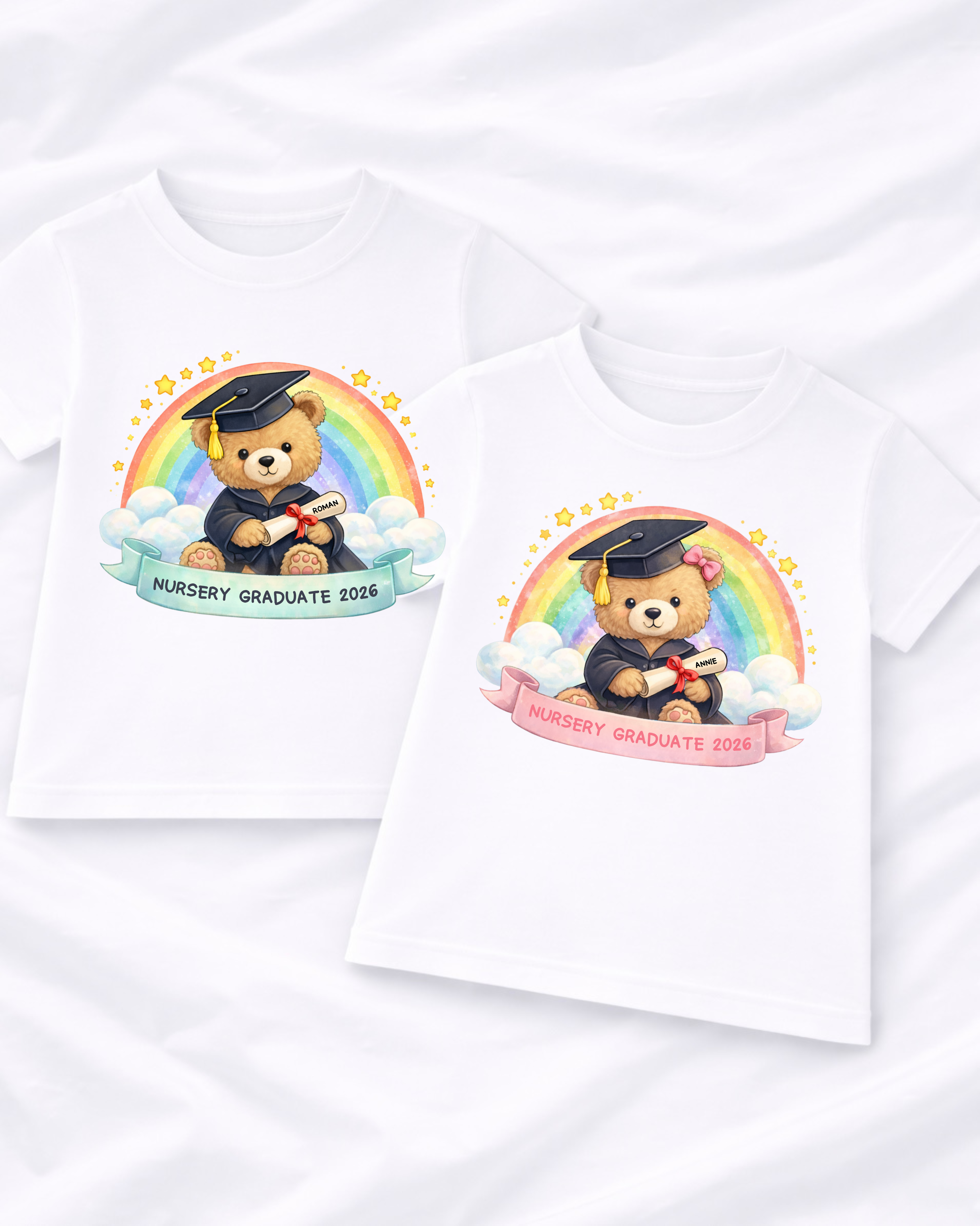 DTF - PERSONALISED - GRADUATION BEAR WITH RAINBOW & BANNER