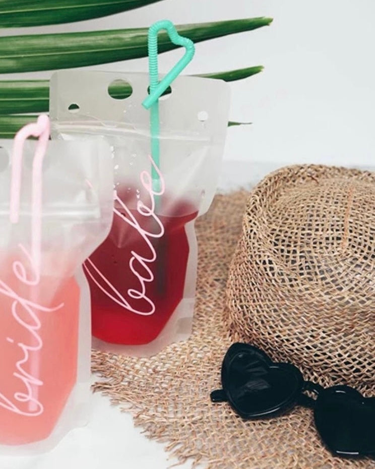 CLEARANCE - REUSABLE DRINKS POUCHES - PACK OF 10