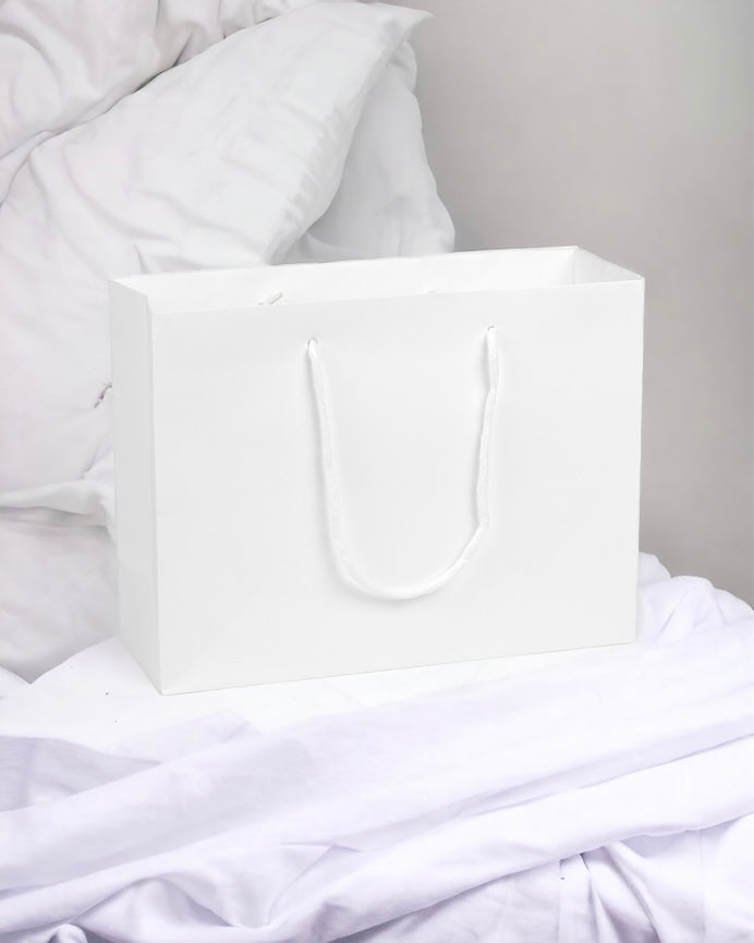 LARGE WHITE LANDSCAPE PAPER GIFT BAG WITH ROPE HANDLES
