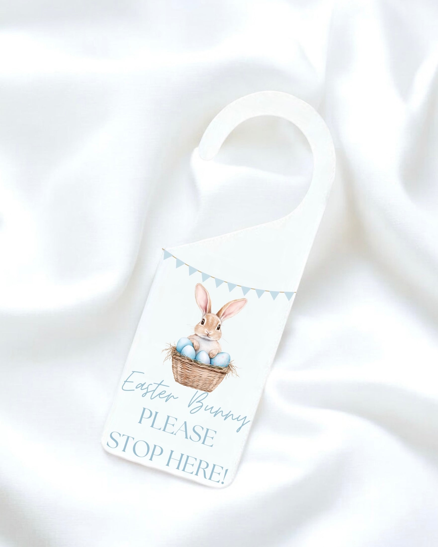 UVDTF - NEW BLUE BUNNY STOP HERE DOOR HANGER