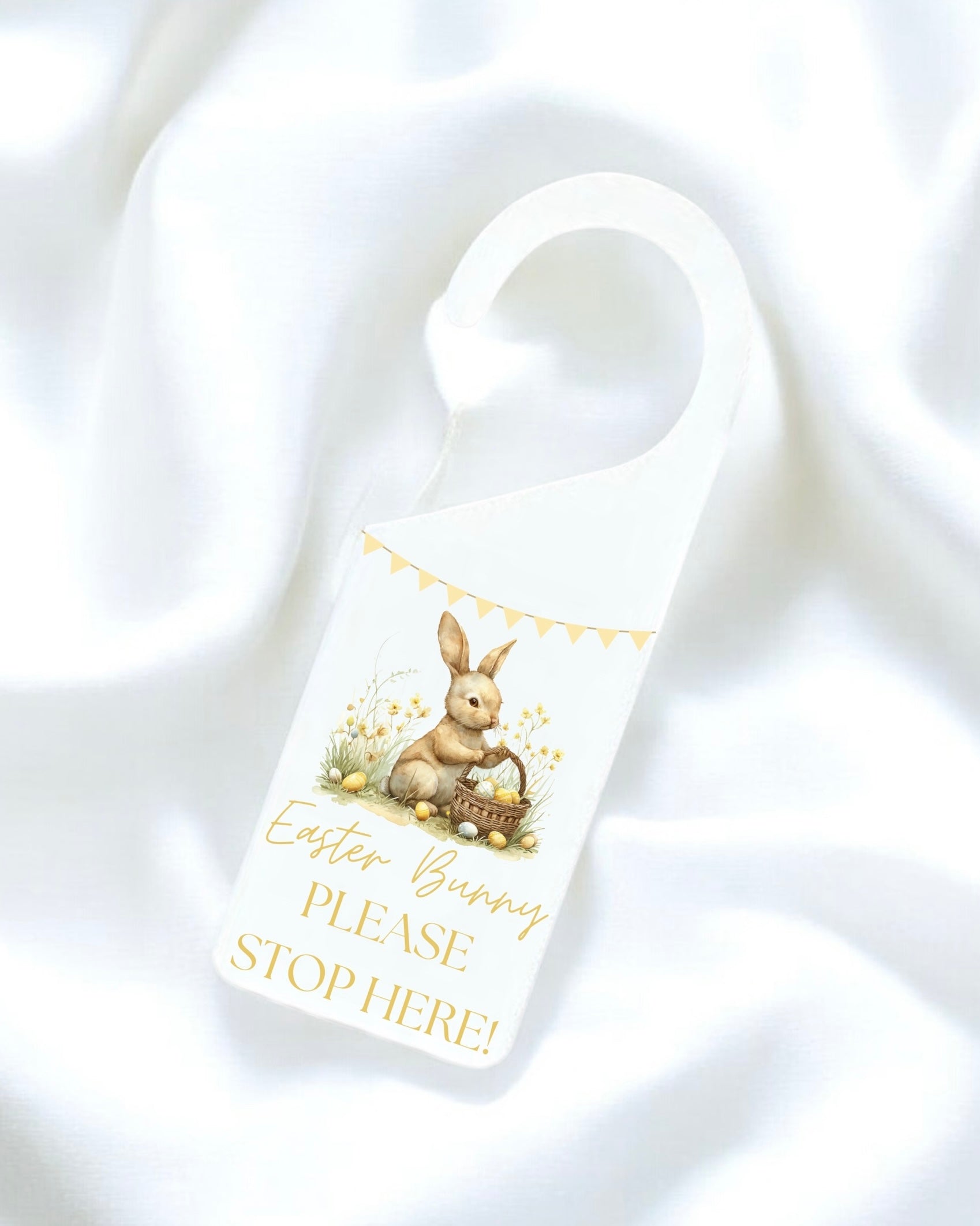 UVDTF - NEW YELLOW BUNNY STOP HERE DOOR HANGER