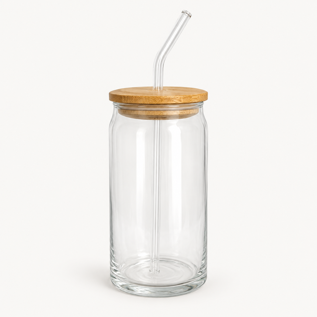 LIBBY GLASS WITH BAMBOO LID & GLASS STRAW