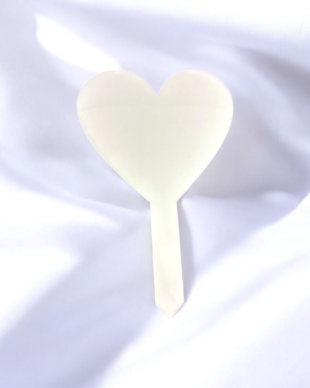 WHITE HEART SHAPED ACRYLIC GRAVE MARKER