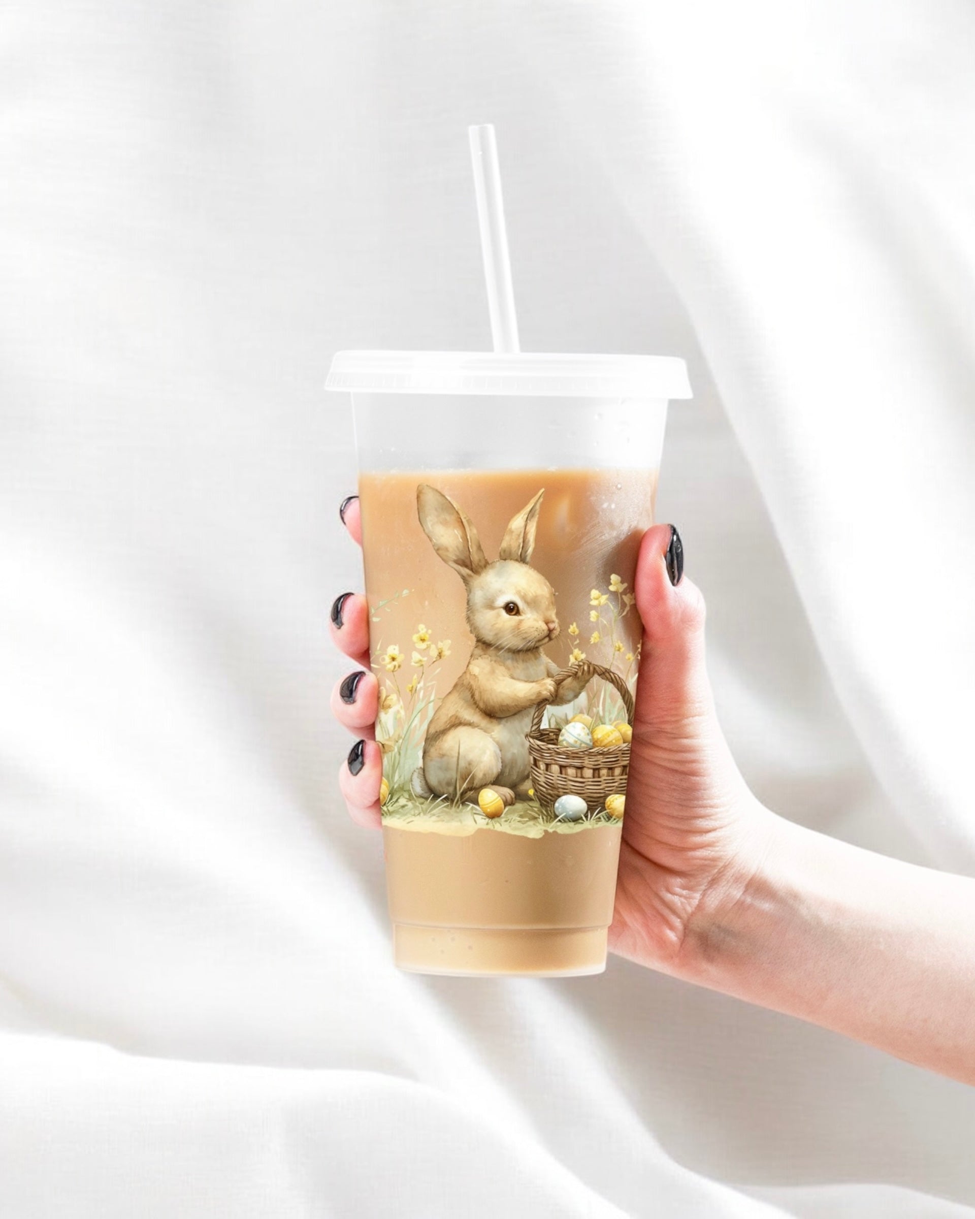 UVDTF - YELLOW BUNNY WITH FLOWERS DECAL