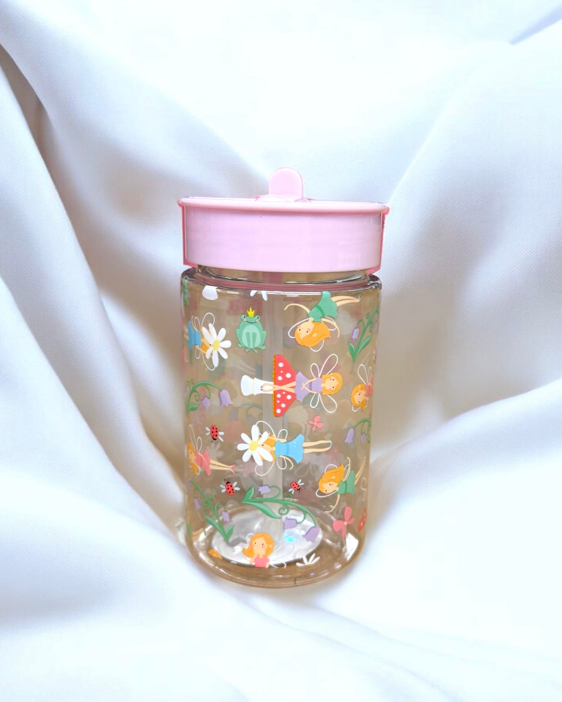 LIGHT PINK FAIRY TUMBLER WITH FLIP TOP LID 450ML