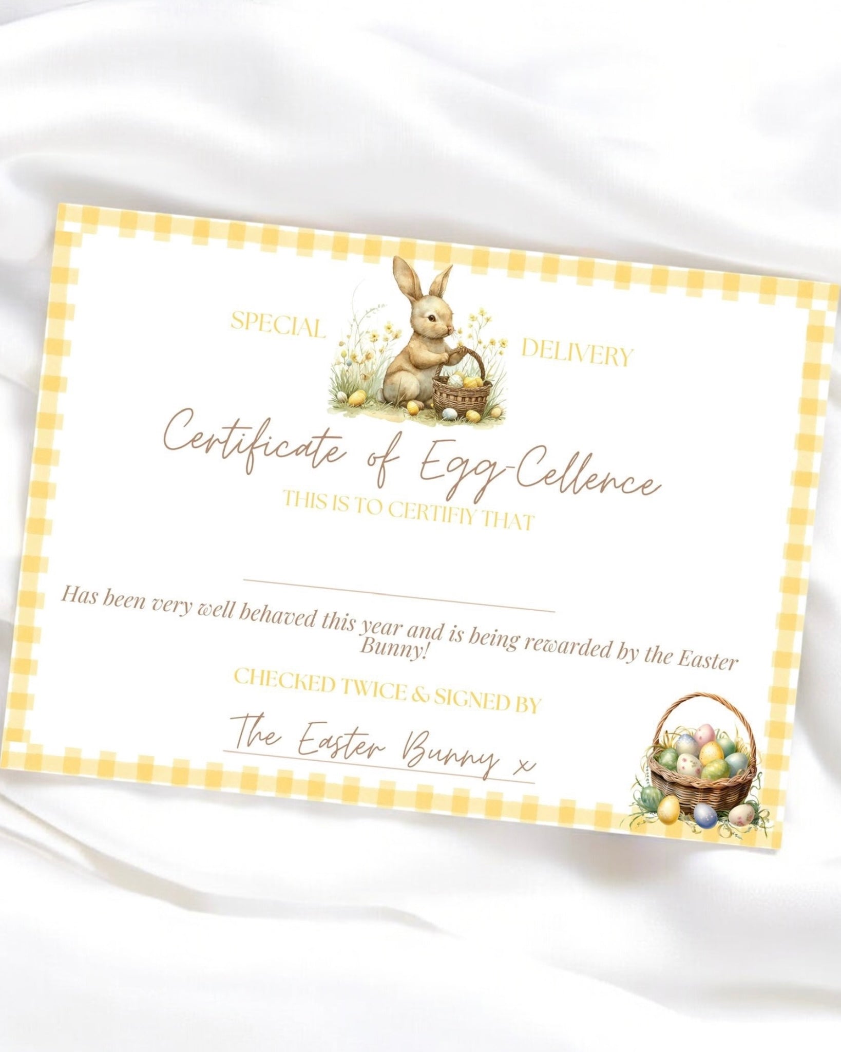 YELLOW EASTER CERTIFICATES (SPELLING ERROR) - PACK OF 10