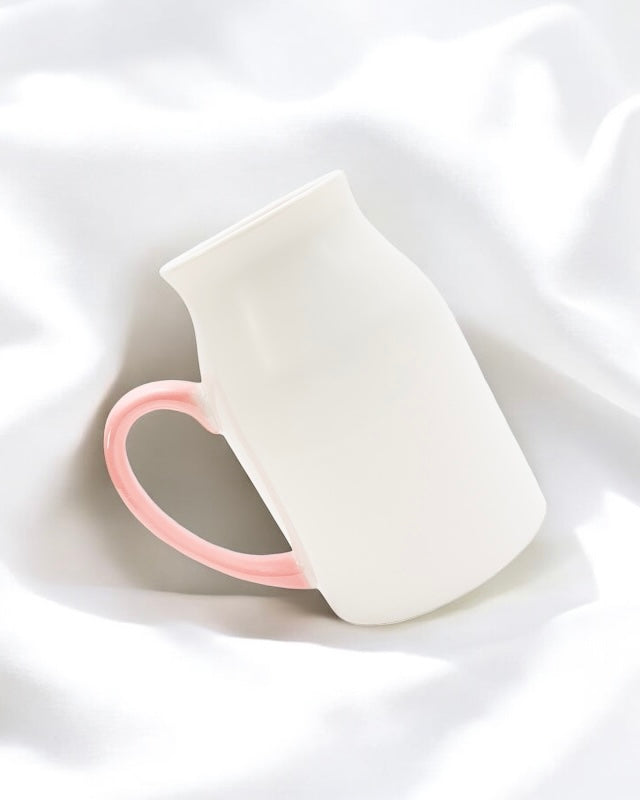 PINK HANDLE CERAMIC MILK JUG