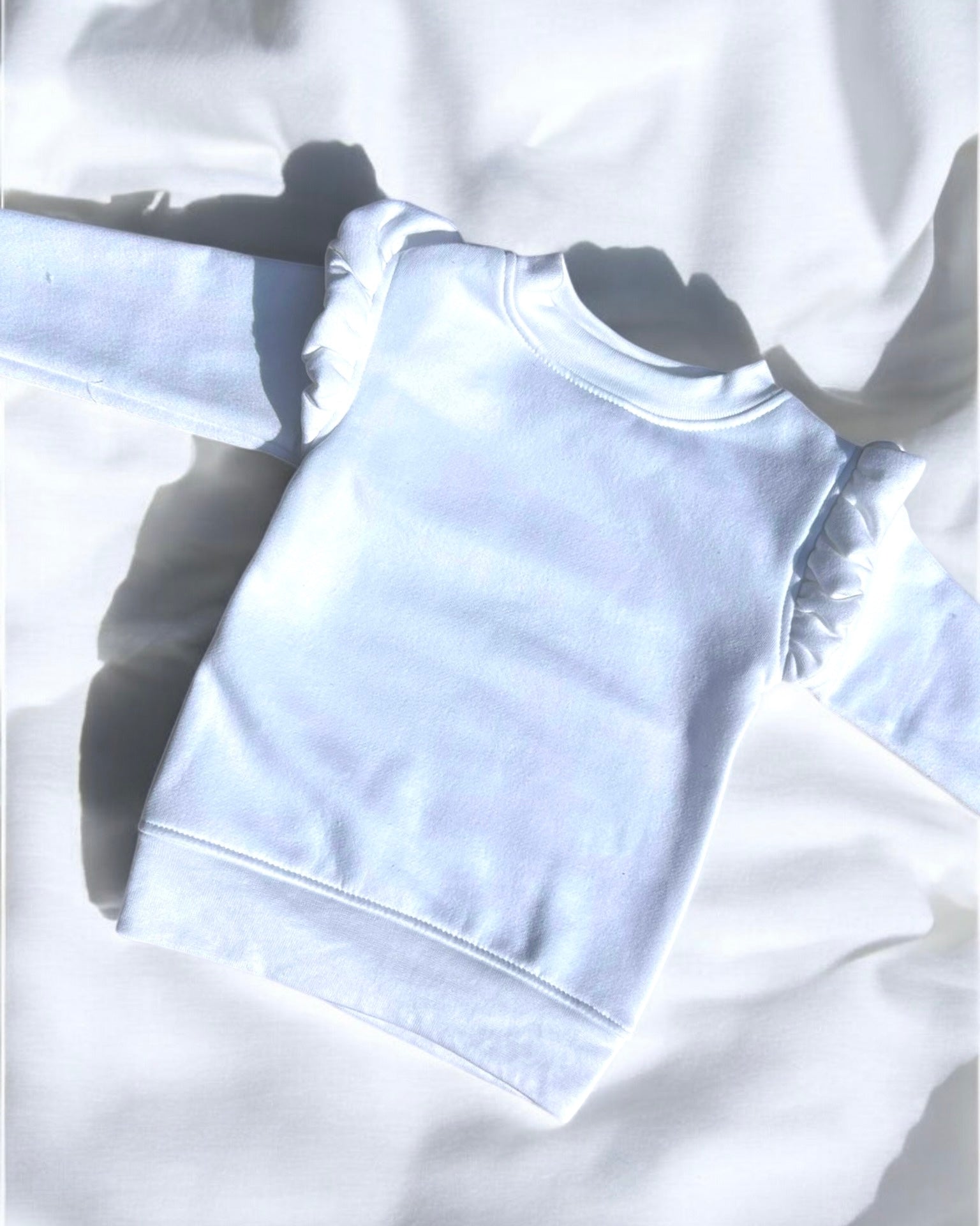 FRILLED CHILDRENS SWEATSHIRT - WHITE