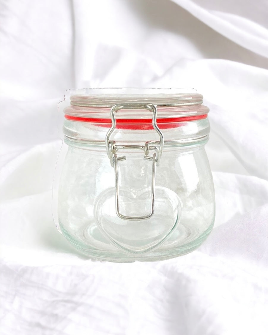 CLEARANCE - GLASS JAR WITH HEART 450ML