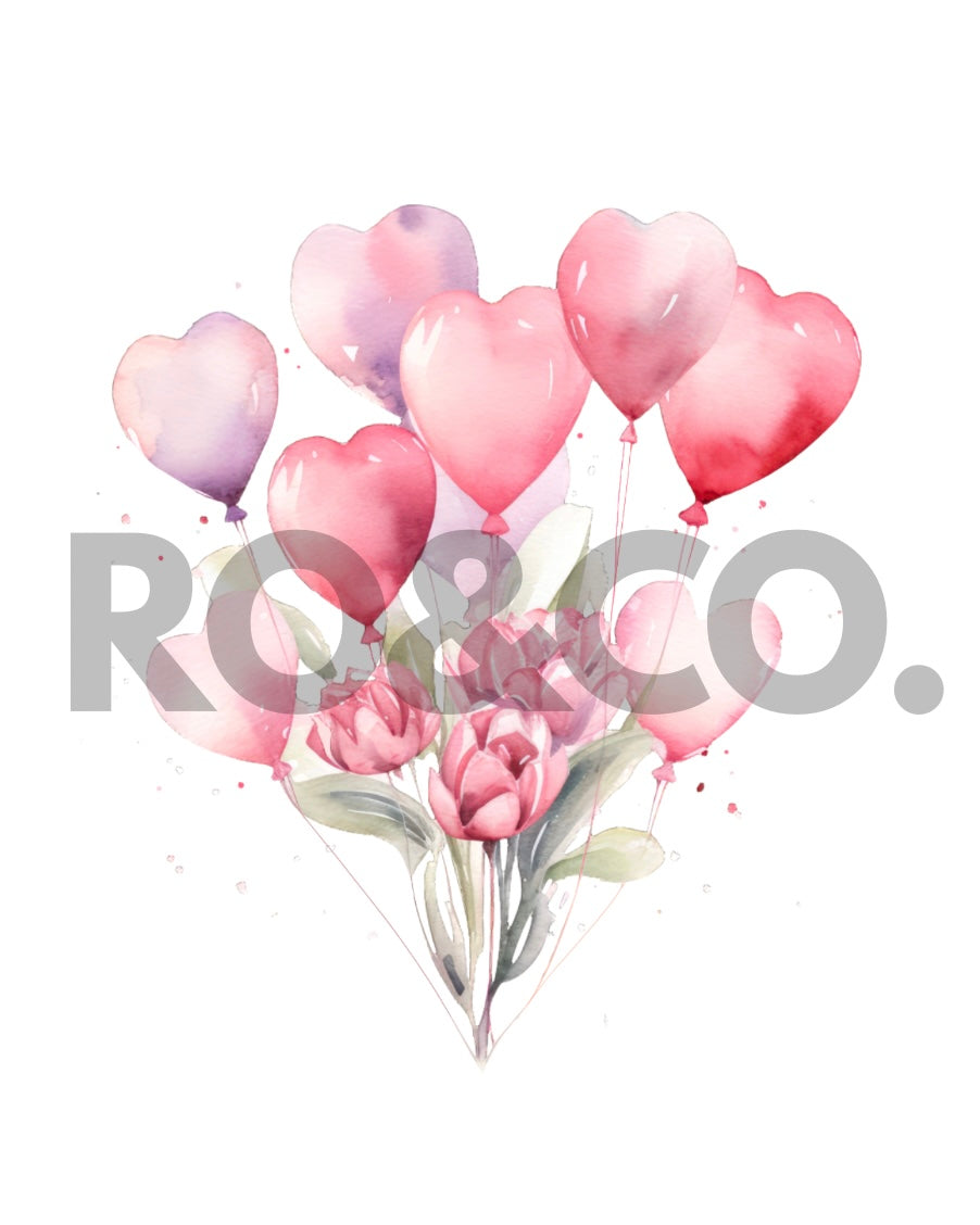 UVDTF - HEART WATERCOLOUR BALLOONS DECAL