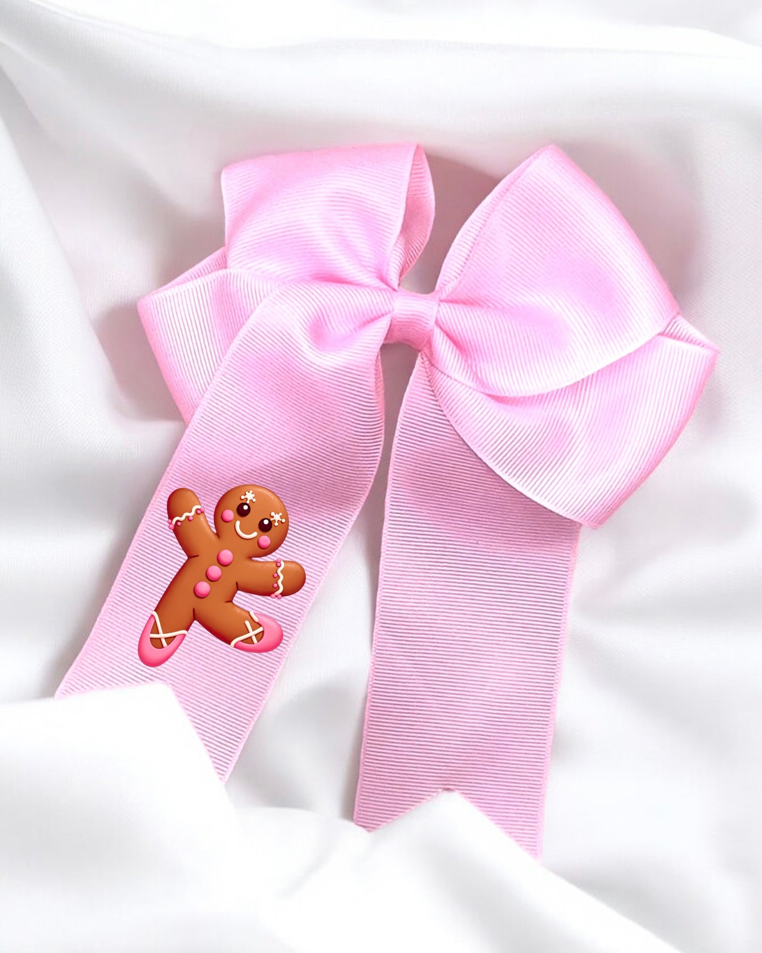 DTF - PINK GINGERBREAD MAN HAIR BOW DECAL