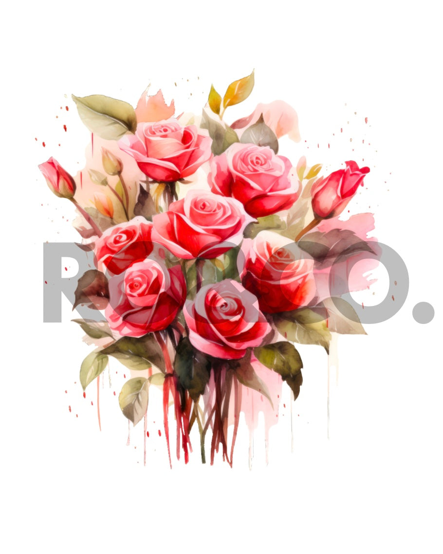 UVDTF - ROSE WATERCOLOUR BOUQET DECAL