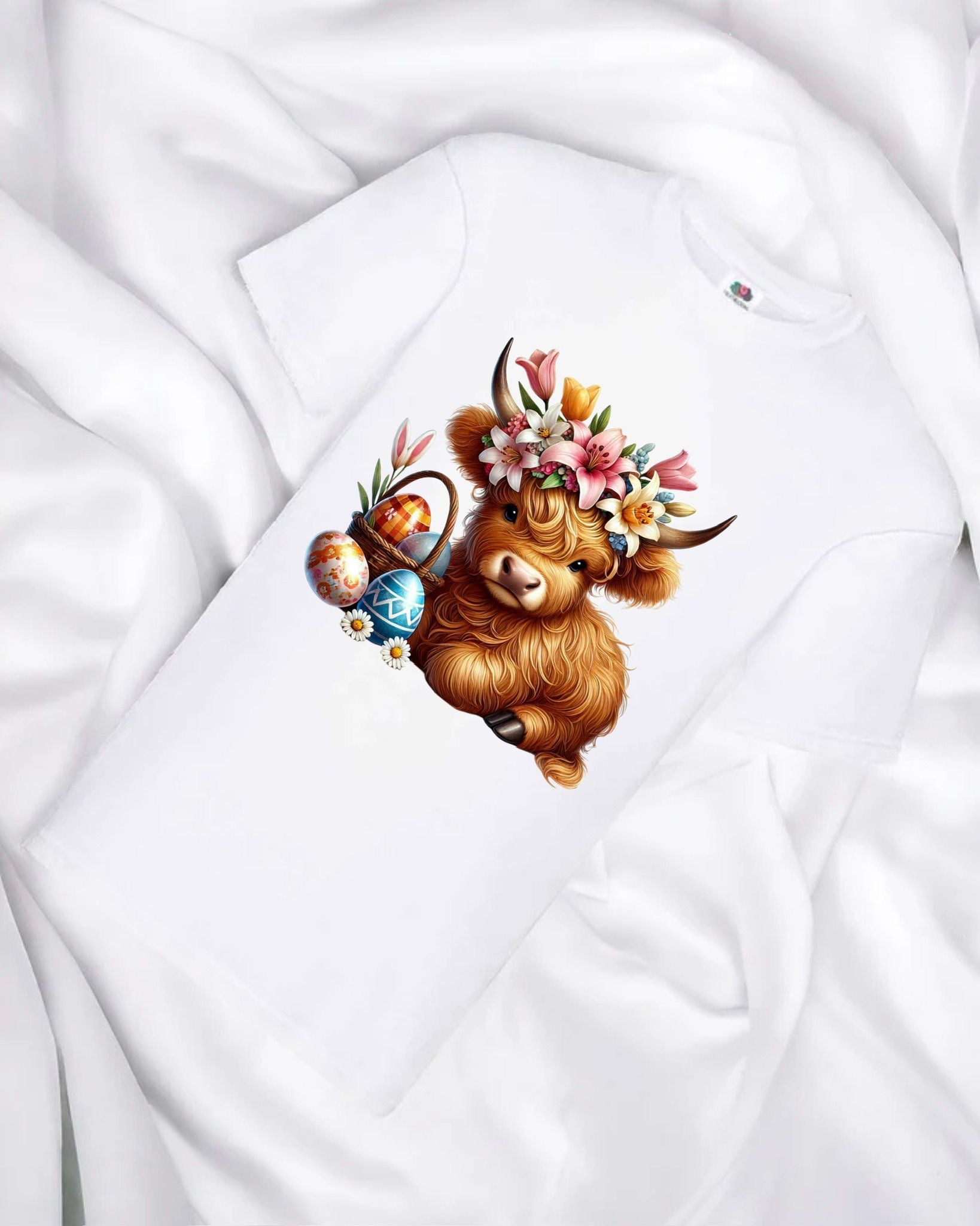 DTF - FLORAL HIGHLAND COW EASTER