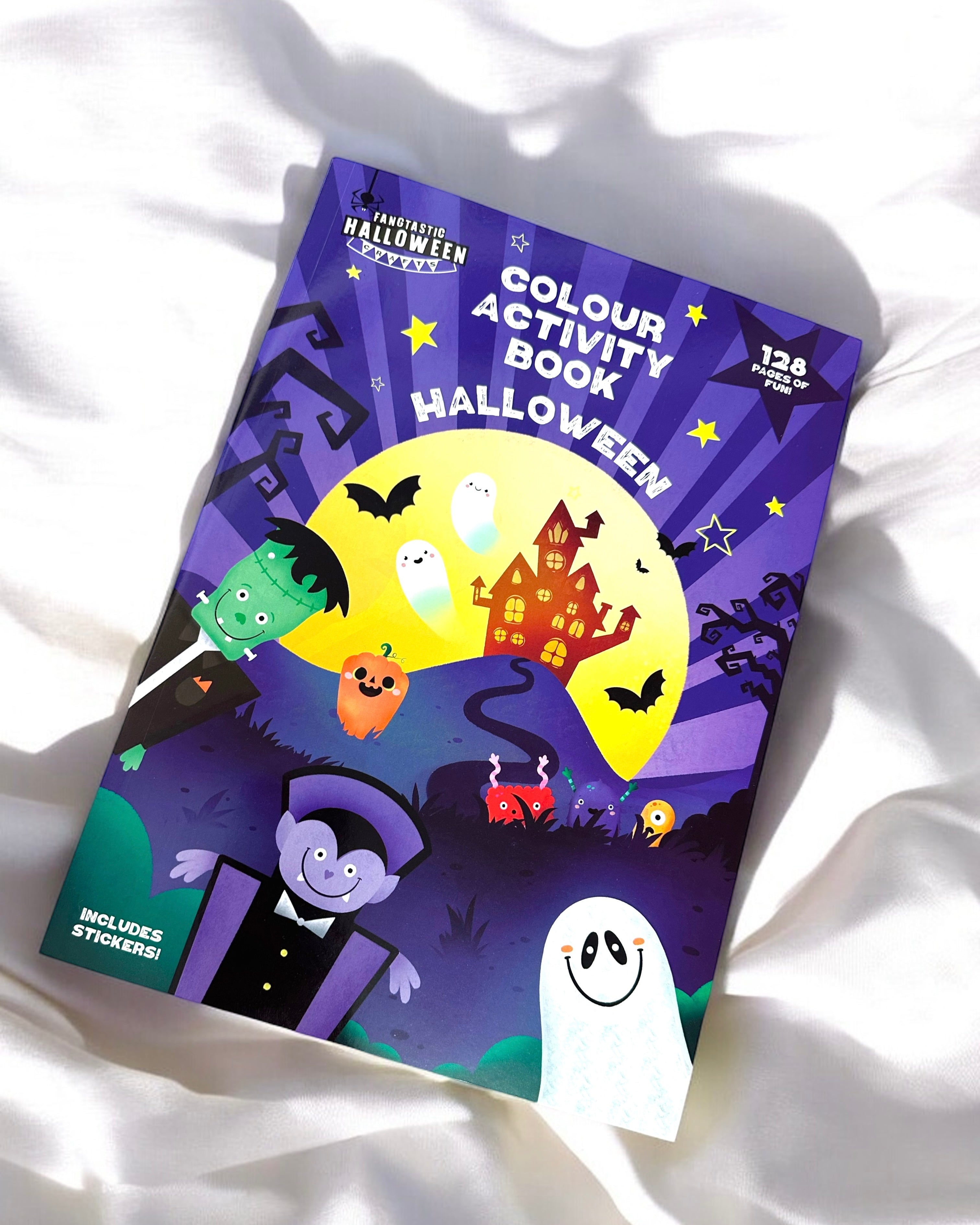 HALLOWEEN COLOUR ACTIVITY BOOK WITH STICKERS A4 128 PAGES