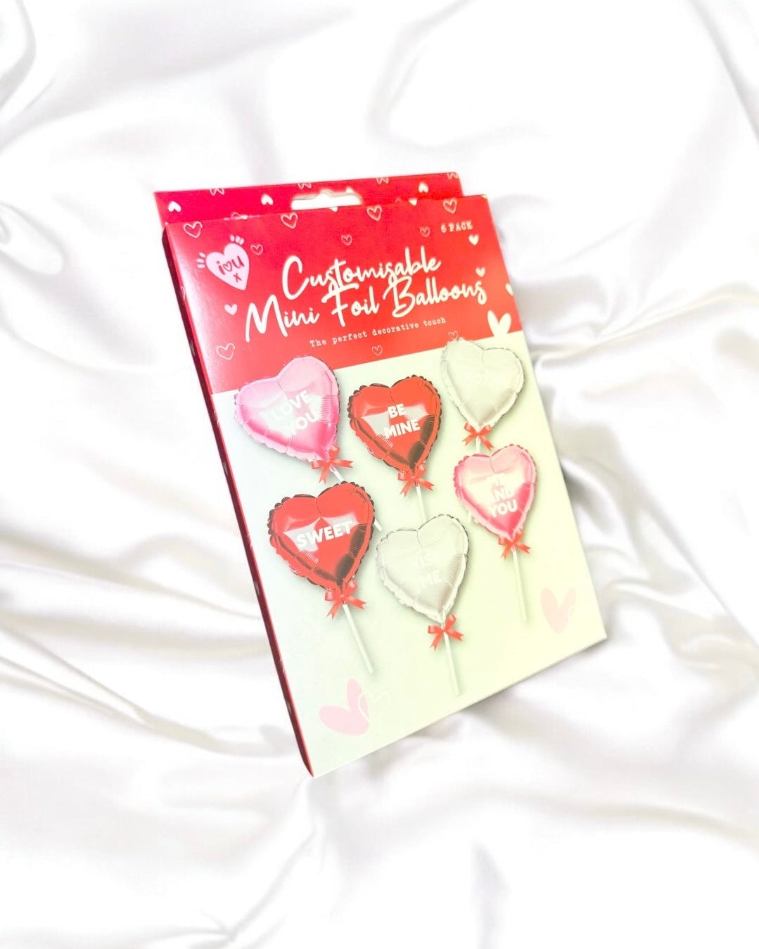 VALENTINES CUSTOMISABLE MINI FOIL BALLOONS 6PK