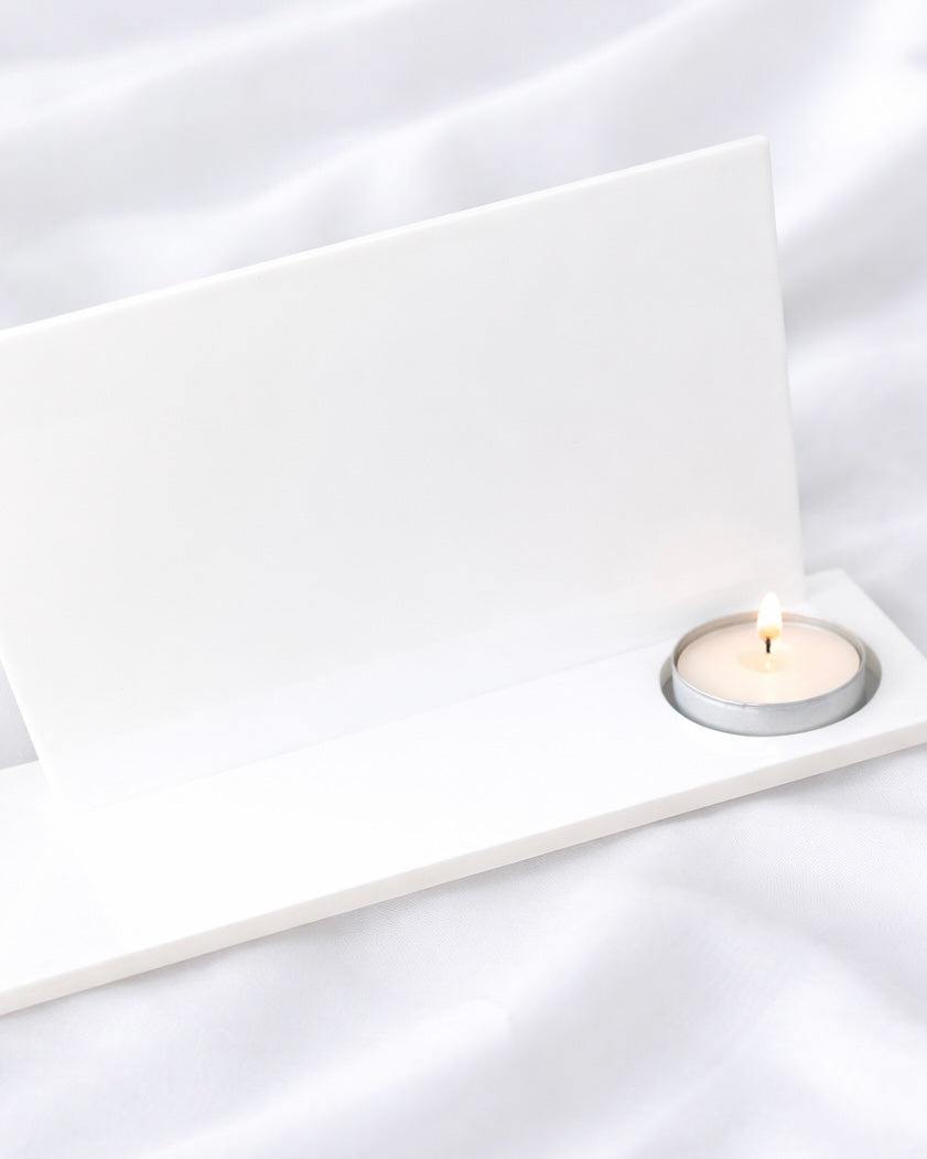 WHITE ACRYLIC MEMORIAL TEA LIGHT HOLDER