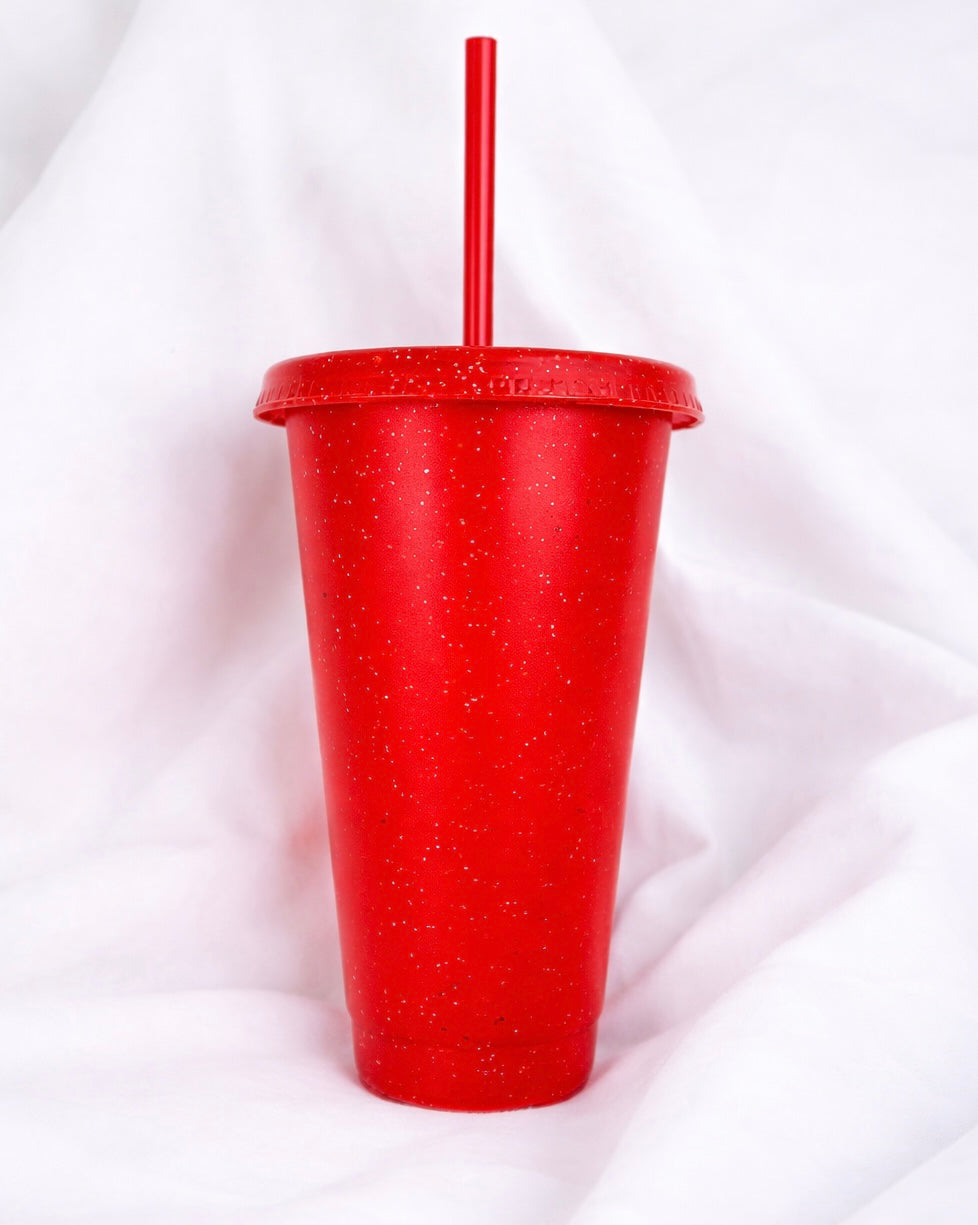 24OZ RED GLITTER COLD CUP
