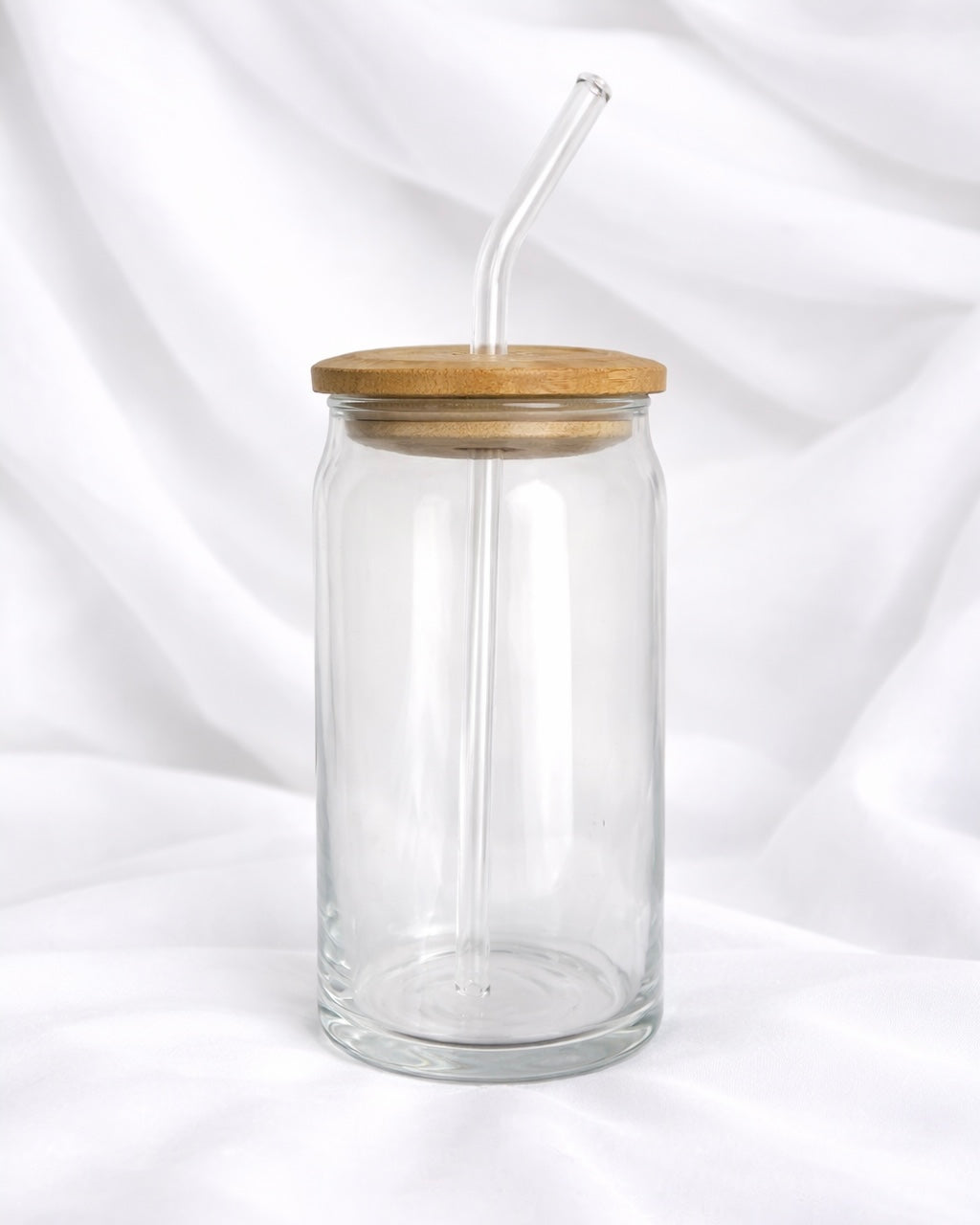 LIBBY GLASS WITH BAMBOO LID & GLASS STRAW