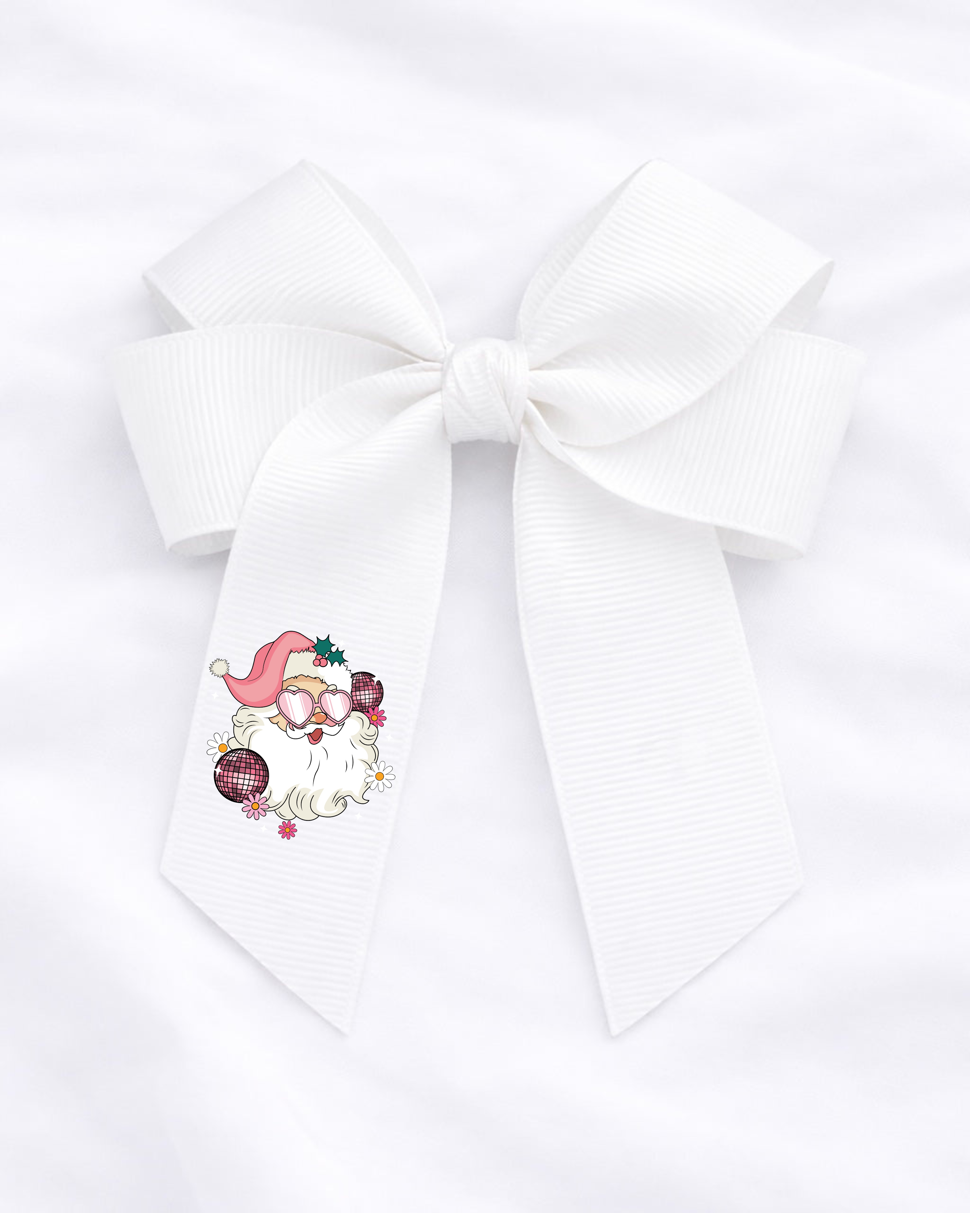 DTF - PINK DISCO SANTA HAIR BOW DECAL