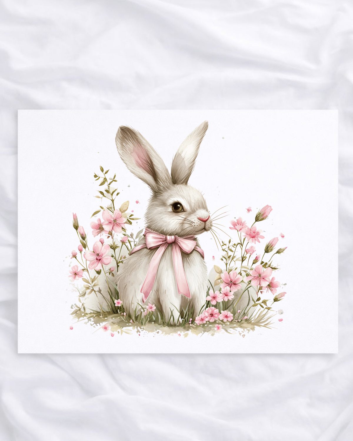 UVDTF - PINK BUNNY WITH FLOWERS DECAL