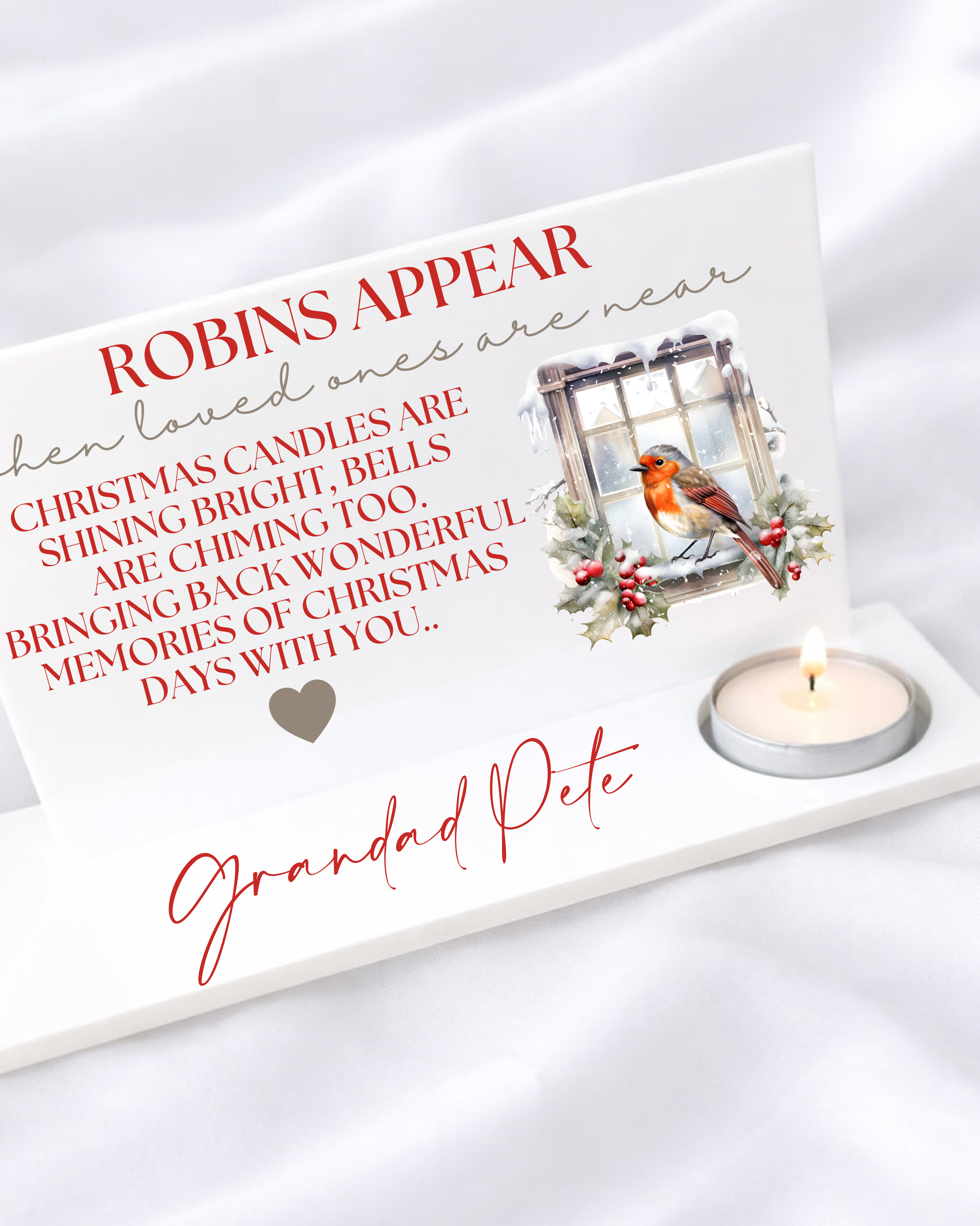 UVDTF - CHRISTMAS - ROBINS APPEAR MEMORIAL TEALIGHT HOLDER DECAL