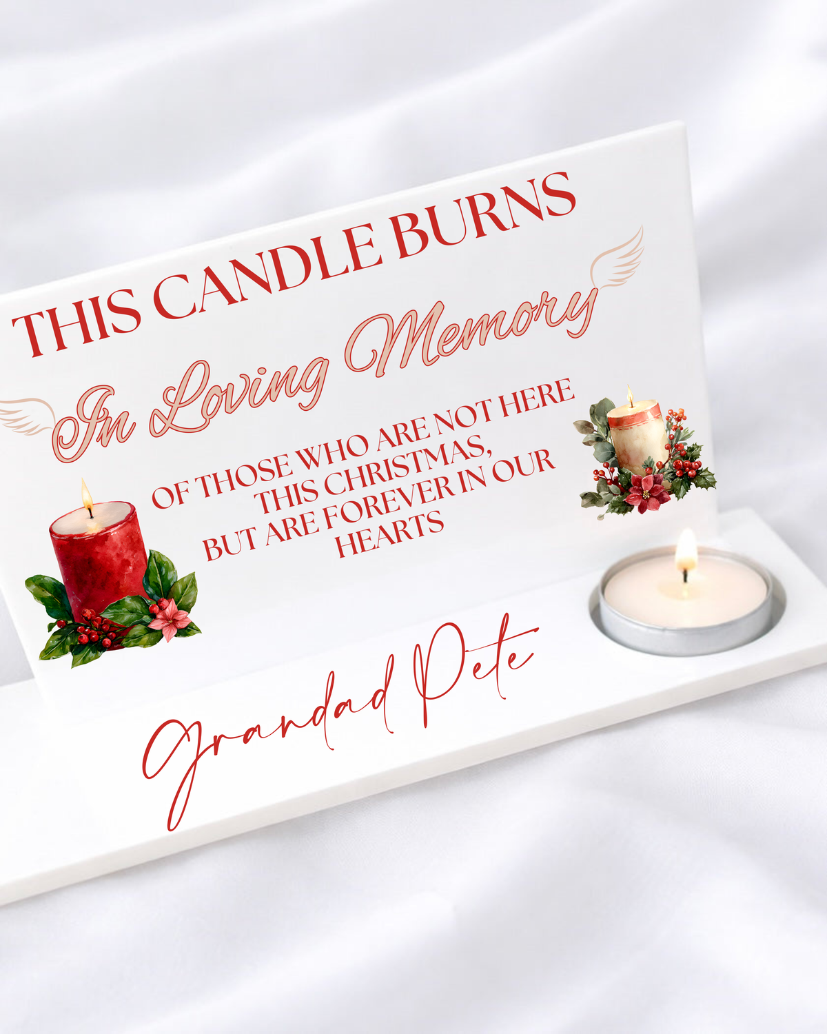 UVDTF - CHRISTMAS - THIS CANDLE BURNS MEMORIAL TEALIGHT HOLDER DECAL