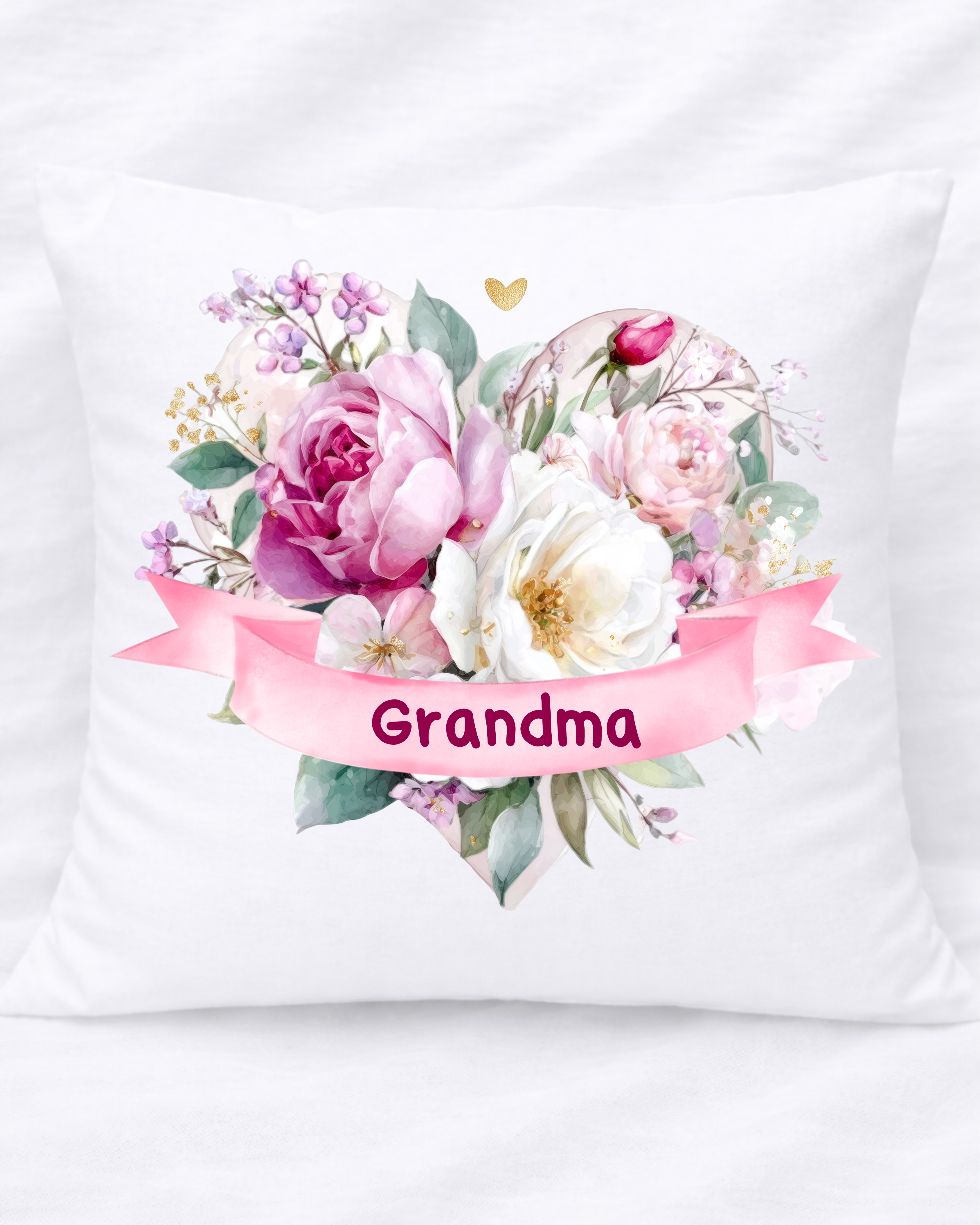 DTF - PERSONALISED - PINK FLORAL HEART WITH BANNER