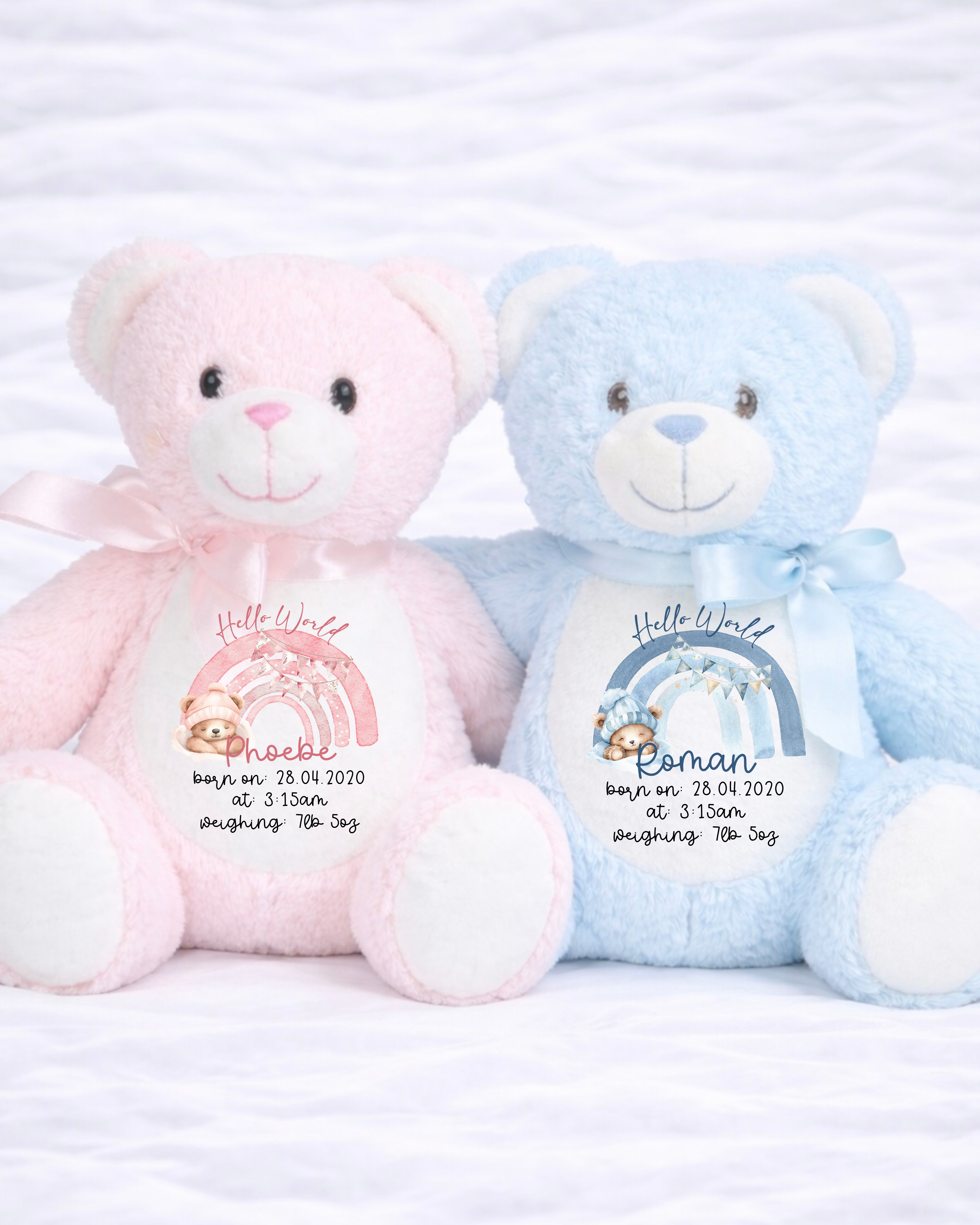 DTF - PERSONALISED - HELLO WORLD RAINBOW BIRTH DETAILS