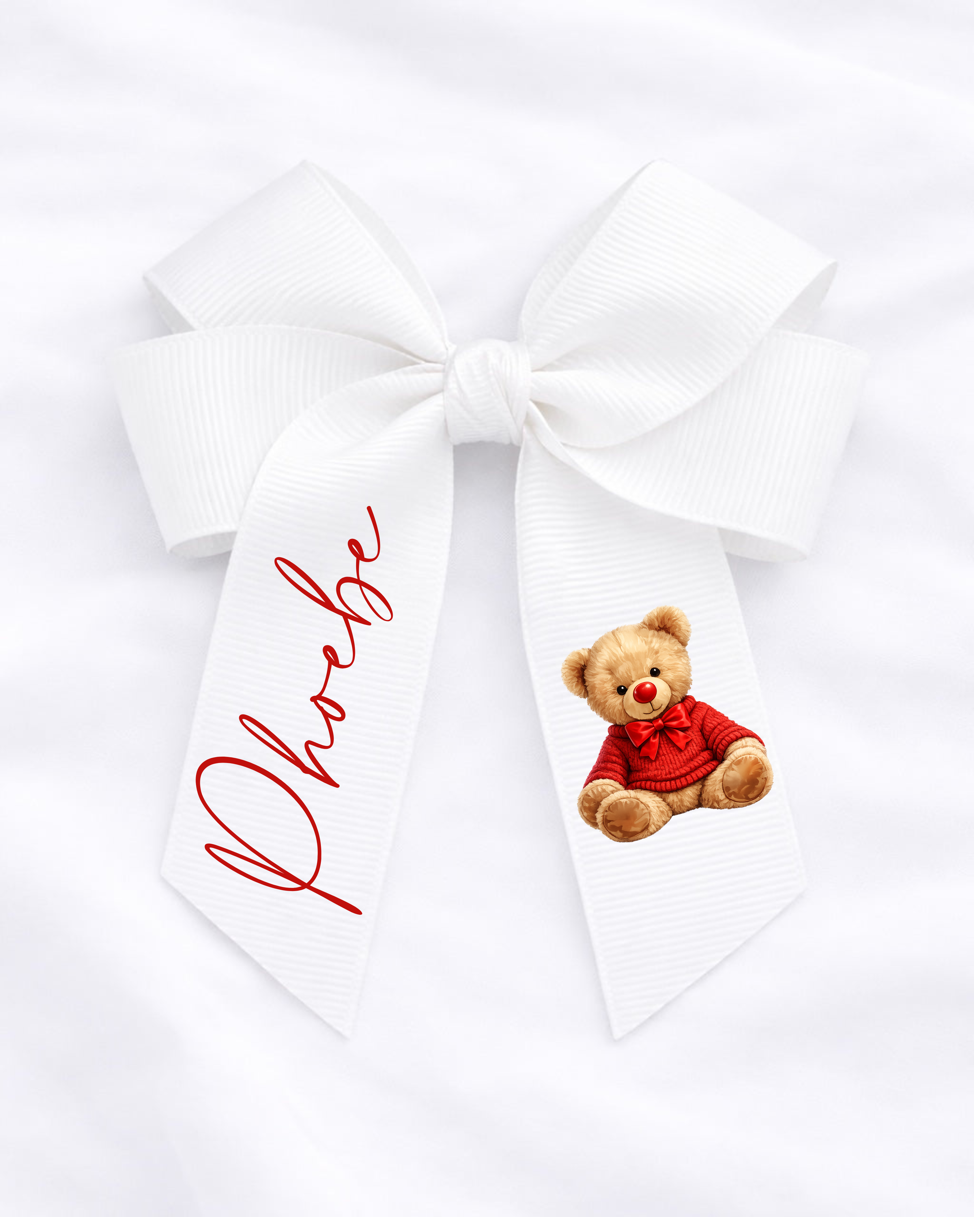 DTF - RED NOSE BEAR HAIR BOW DECAL - SET OF 3