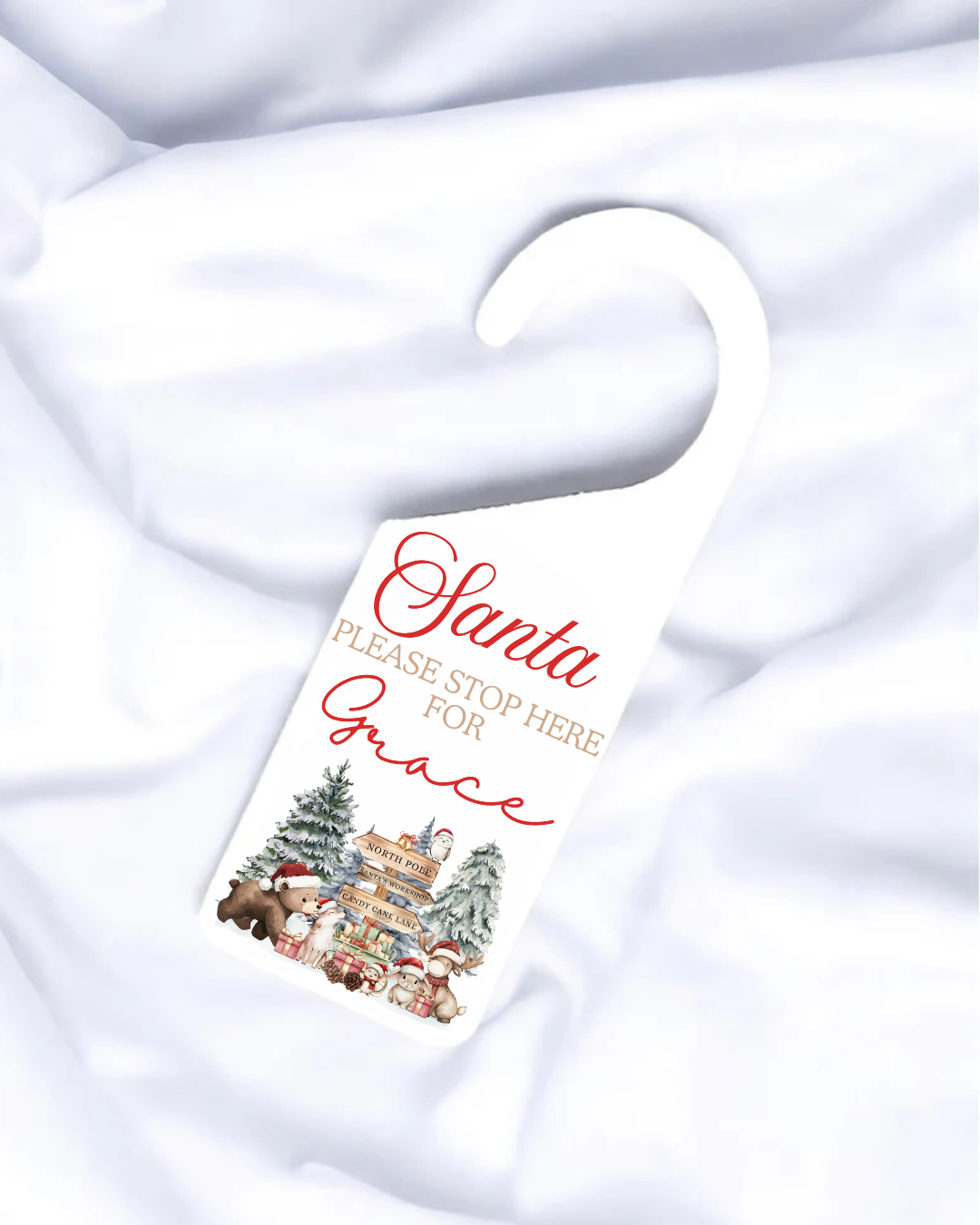 UVDTF - PERSONALISED - SANTA STOP HERE DOOR HANGER DECAL