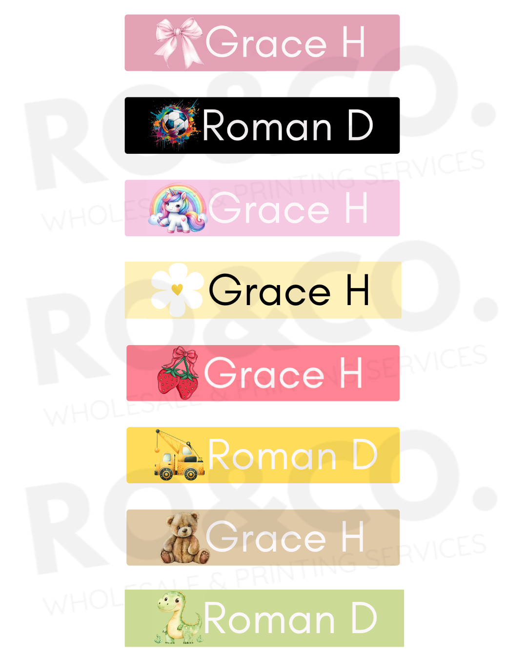 DTF - PERSONALISED - IRON ON LABELS - SHEET OF 50