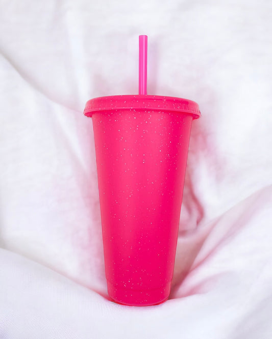 24OZ PINK GLITTER COLD CUP