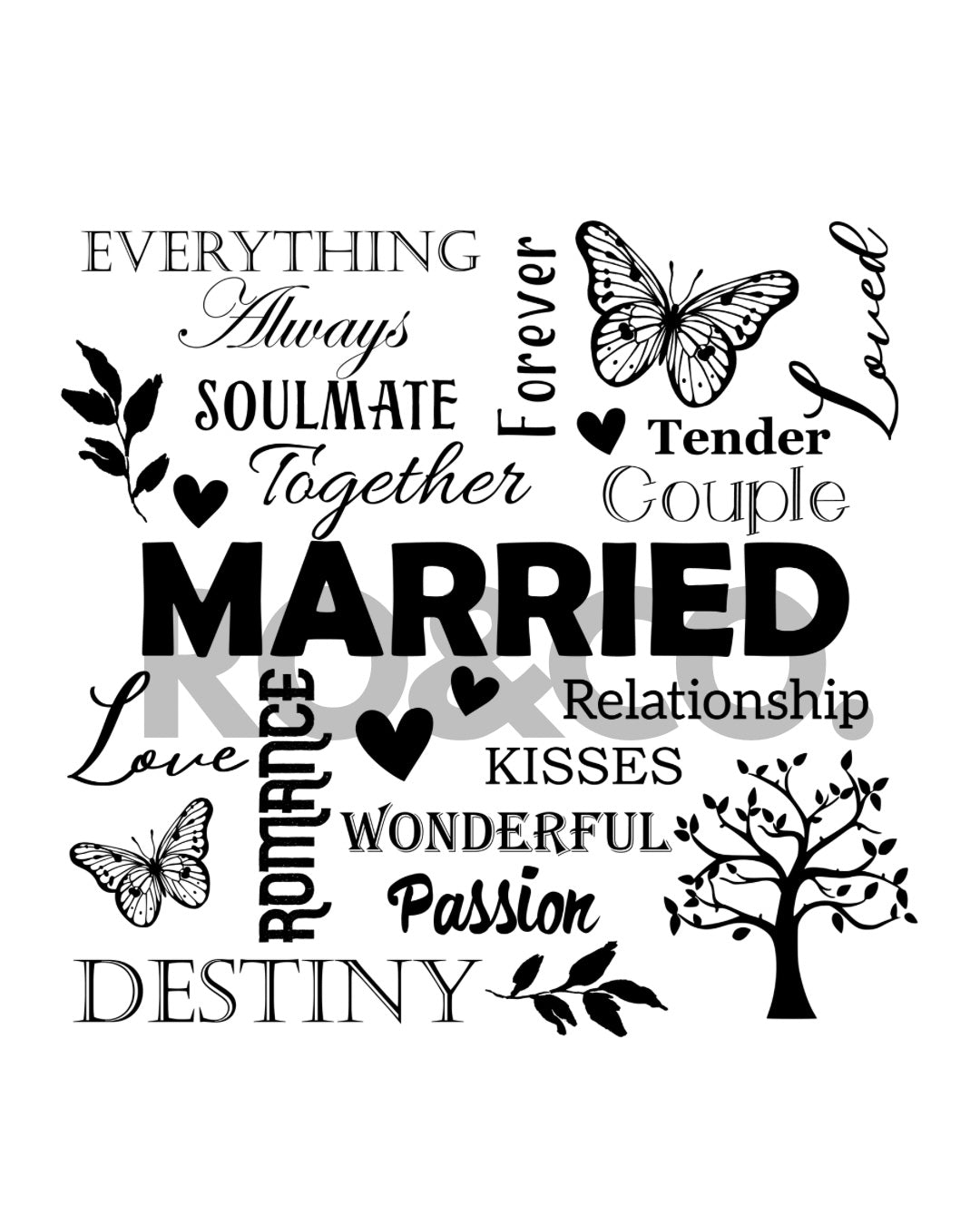 UVDTF - MARRIED TYPOGRAPHY DECAL
