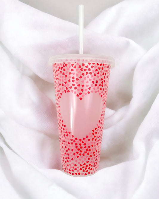 24OZ CLEAR HEART COLOUR CHANGING CUP