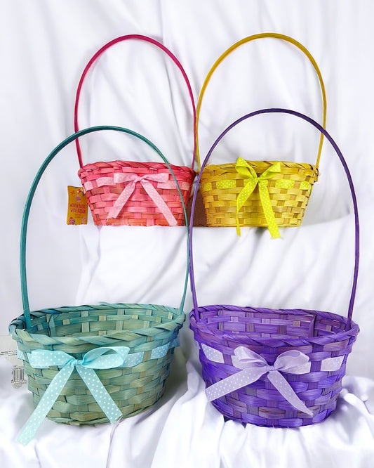 CLEARANCE - EASTER WOVEN BASKET WITH RIBBON