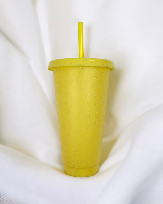 24OZ YELLOW GLITTER COLD CUP
