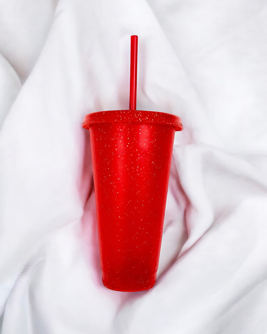 24OZ RED GLITTER COLD CUP