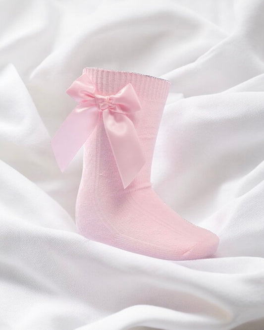 PINK KNEE LENGTH SOCKS WITH BOW