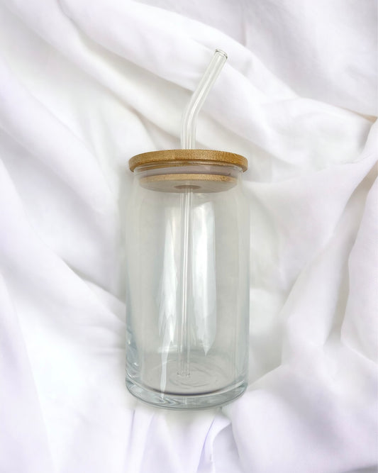 LIBBY GLASS WITH BAMBOO LID & GLASS STRAW