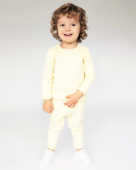 KIDS APRICOT RIBBED LOUNGESET