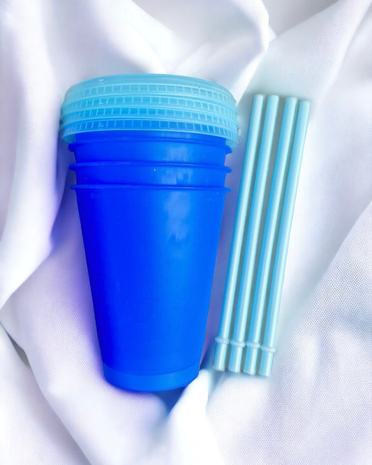 16OZ BLUE COLOUR CHANGING CUP - PACK OF 4
