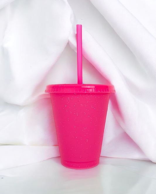16OZ PINK GLITTER COLD CUP