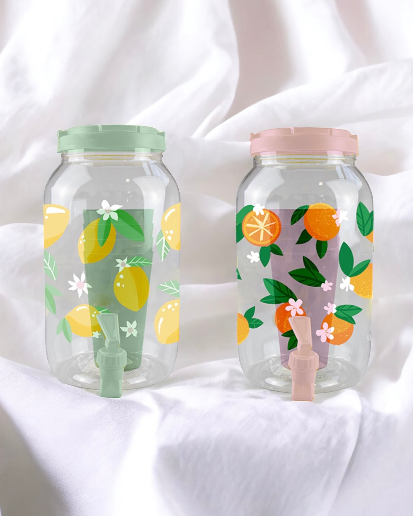 FRUIT DRINK DISPENSER WITH TUMBLERS