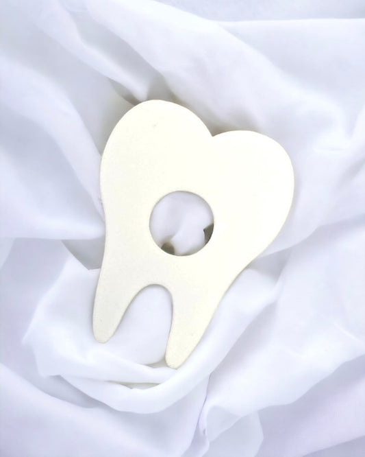 WHITE ACRYLIC TOOTH COIN HOLDER