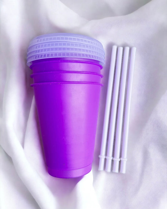 16OZ PURPLE COLOUR CHANGING CUP - PACK OF 4